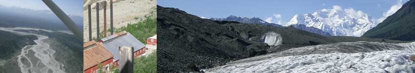 Images of Wrangell St. Elias National Park, Kennicott Copper Mines, Braided glacial rivers, glaciers at the foothills of the Mt. Blackburn